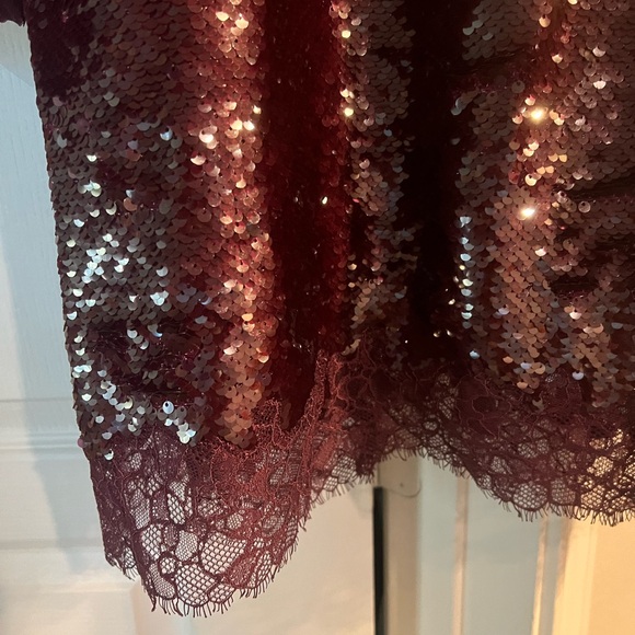 Jonathan Simkhai Burgundy Sequin Cocktail Dress NWT - Picture 6 of 8